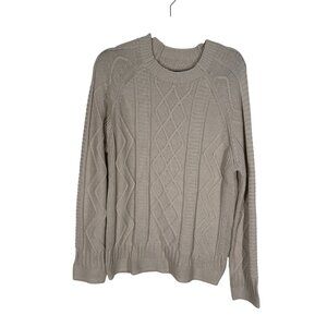 Hunter Boot LTD Men SZ M Cream Cable Knit Crew Neck Wool Bl Pullover Sweater NWT